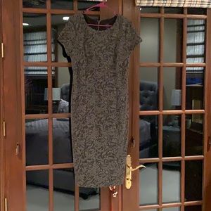 Ann Taylor black and gray floral sheath dress